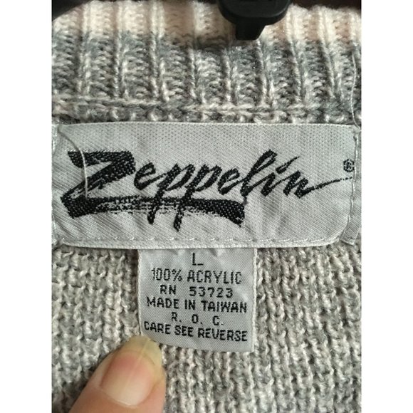 Zeppelin Large Vintage Knit Unisex 90s Button Down Oversized Comfy Sweater - Picture 2 of 4